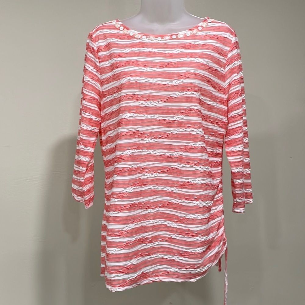 NWOT Ruby Rd striped pink and white blouse.  Size M medium 8/10